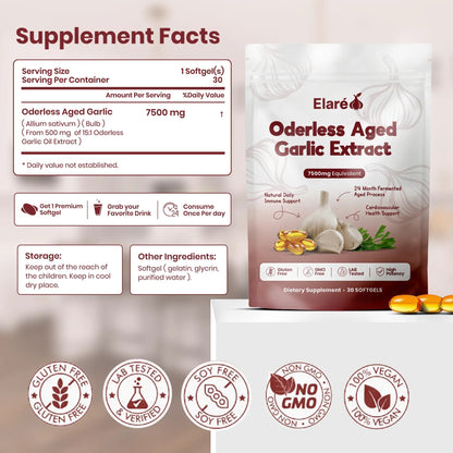 Extracto de ajo añejo - Cápsulas blandas sin olor de 7500 mg