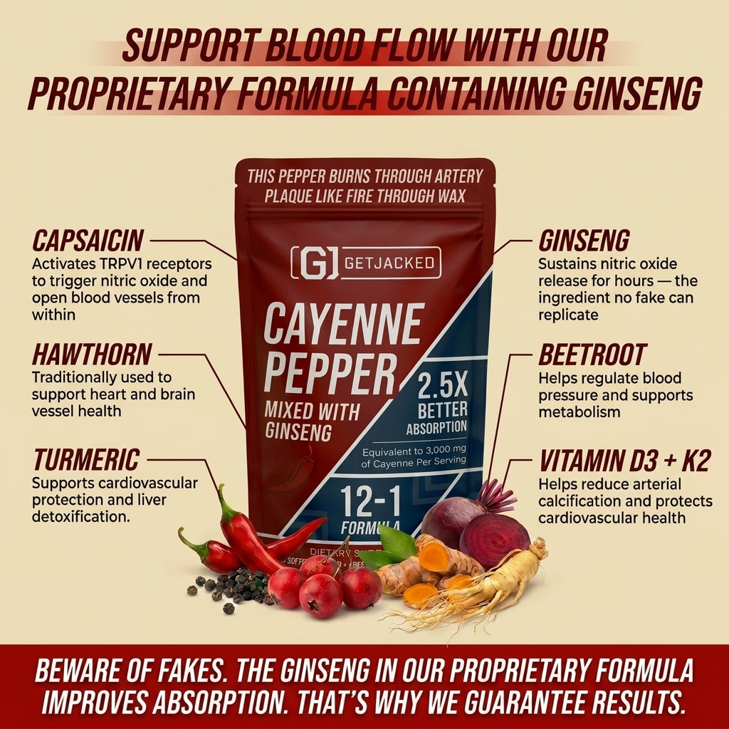 Unterstützen Sie die Gefäßfunktion mit GetJacked Cayenne Softgels