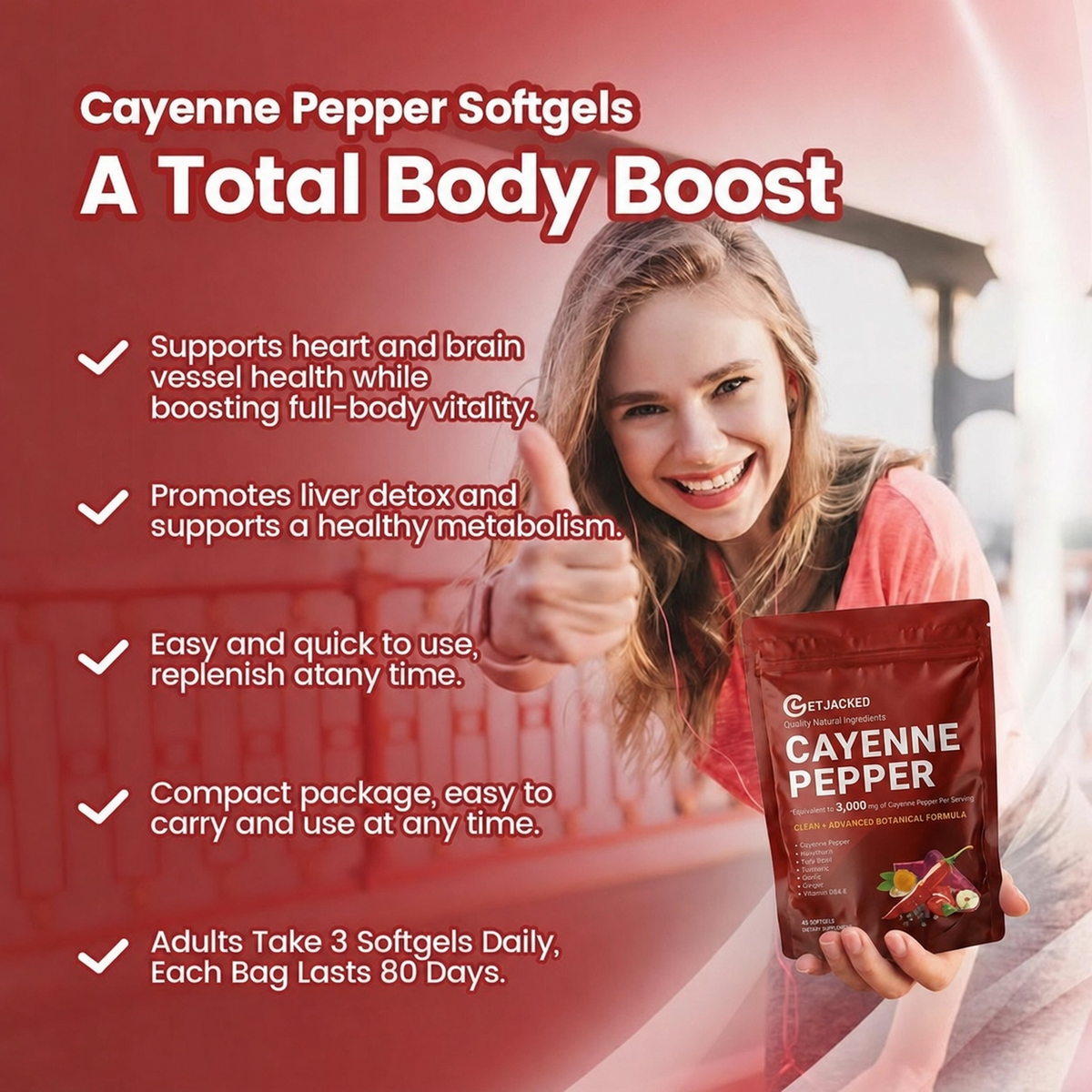 Unterstützen Sie die Gefäßfunktion mit GetJacked Cayenne Softgels
