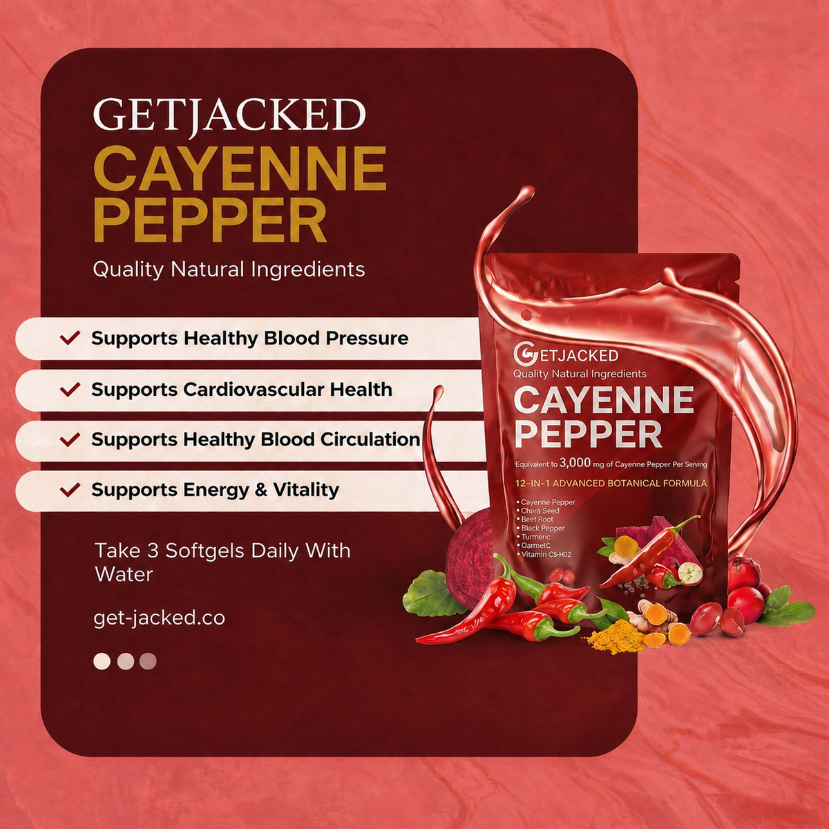 Unterstützen Sie die Gefäßfunktion mit GetJacked Cayenne Softgels