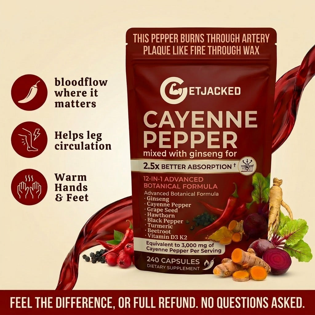 Unterstützen Sie die Gefäßfunktion mit GetJacked Cayenne Softgels