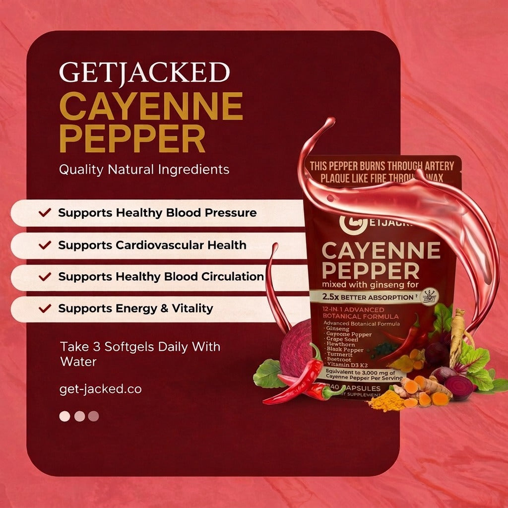 Unterstützen Sie die Gefäßfunktion mit GetJacked Cayenne Softgels