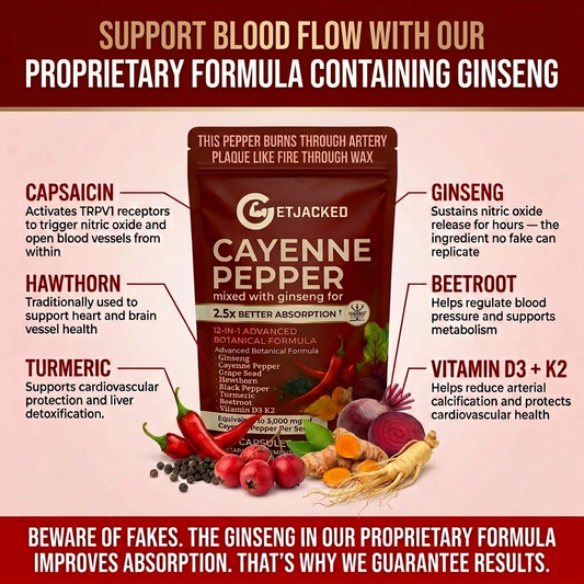 Unterstützen Sie die Gefäßfunktion mit GetJacked Cayenne Softgels